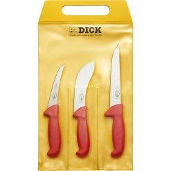 Bestecke DICK ErgoGrip Messersatz Jagd, Indoor, 3-teilig (rot, Stechmesser, Ausbeinmesser, Abhäutemesser)