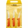 Bestecke DICK ErgoGrip Messersatz Jagd, Outdoor, 3-teilig (orange, Aufbrechmesser Mit Anschnittwelle, 2 Ausbeinmesser)