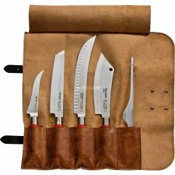 Bestecke DICK Leder-Rolltasche "Red Spirit", 5-teilig, Besteck (braun/rot)