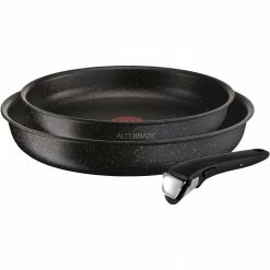 Tefal Pfannen-Set Ingenio Authentic + Griff, 3-teilig (schwarz/silber, Ø 24cm, Ø 28cm)