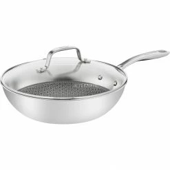 Pfannen Tefal Wok-Pfanne Eternal Mesh, Ø 28cm (edelstahl, Mit Glasdeckel)