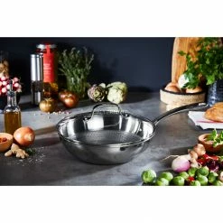 Pfannen Tefal Wok-Pfanne Eternal Mesh, Ø 28cm (edelstahl, Mit Glasdeckel) -Messer Verkaufsgeschäft Tefal Wok Pfanne Eternal Mesh 28cm@@1816027 5