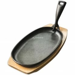 Pfannen Ventura Gusspfanne Mit Holzbrett (schwarz, Oval)